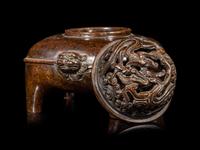 A Chinese Bronze Incense Burner and Cover