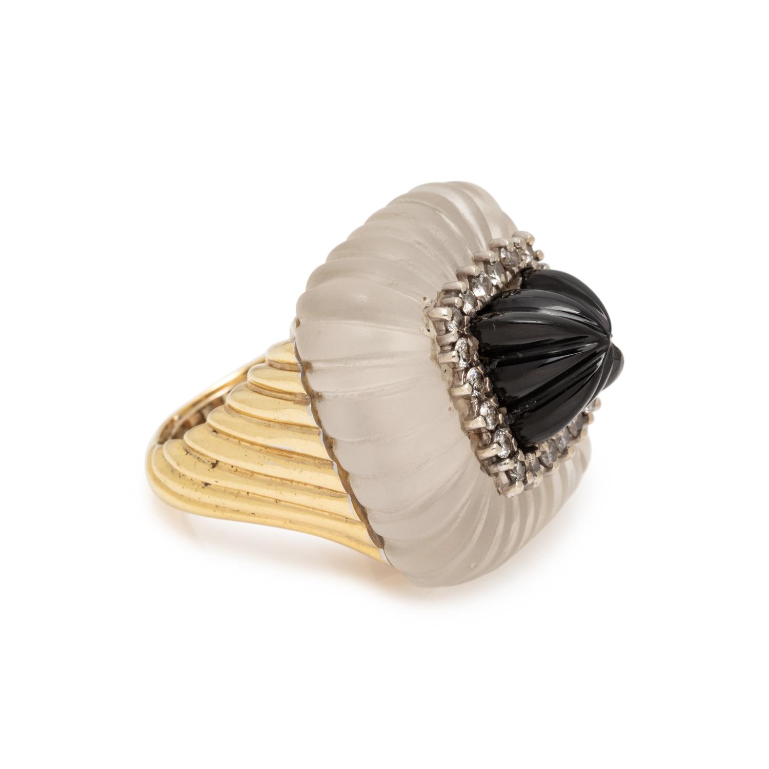 HARDSTONE AND DIAMOND RING