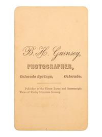 [NATIVE AMERICANS]. CDV of "Yellow Hair / Sioux Chief." Colorado Springs, CO: Byron H. Gurnsey, [1870].