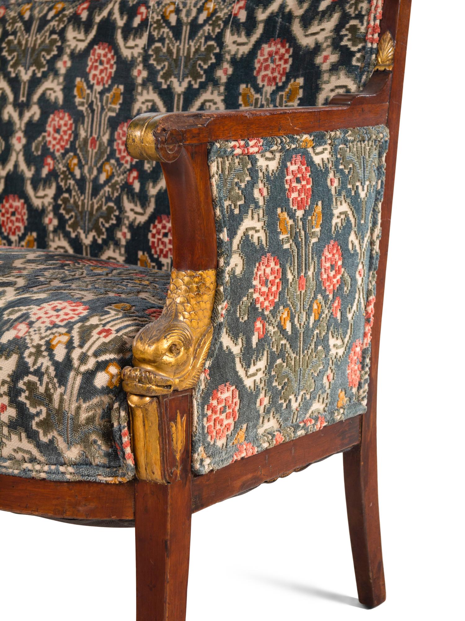 An Empire Style Gilt Bronze Mounted Mahogany Sofa
