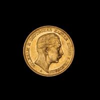A German States: Prussia 1904-A Kaiser Wilkelm II 20 Mark Gold Coin
