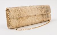 A Carlos Falchi Gold Snakeskin Clutch, 10" x 3.5" x 1".