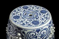 A Chinese Blue and White Porcelain Garden Stool 青花纏枝蓮紋瓷墩