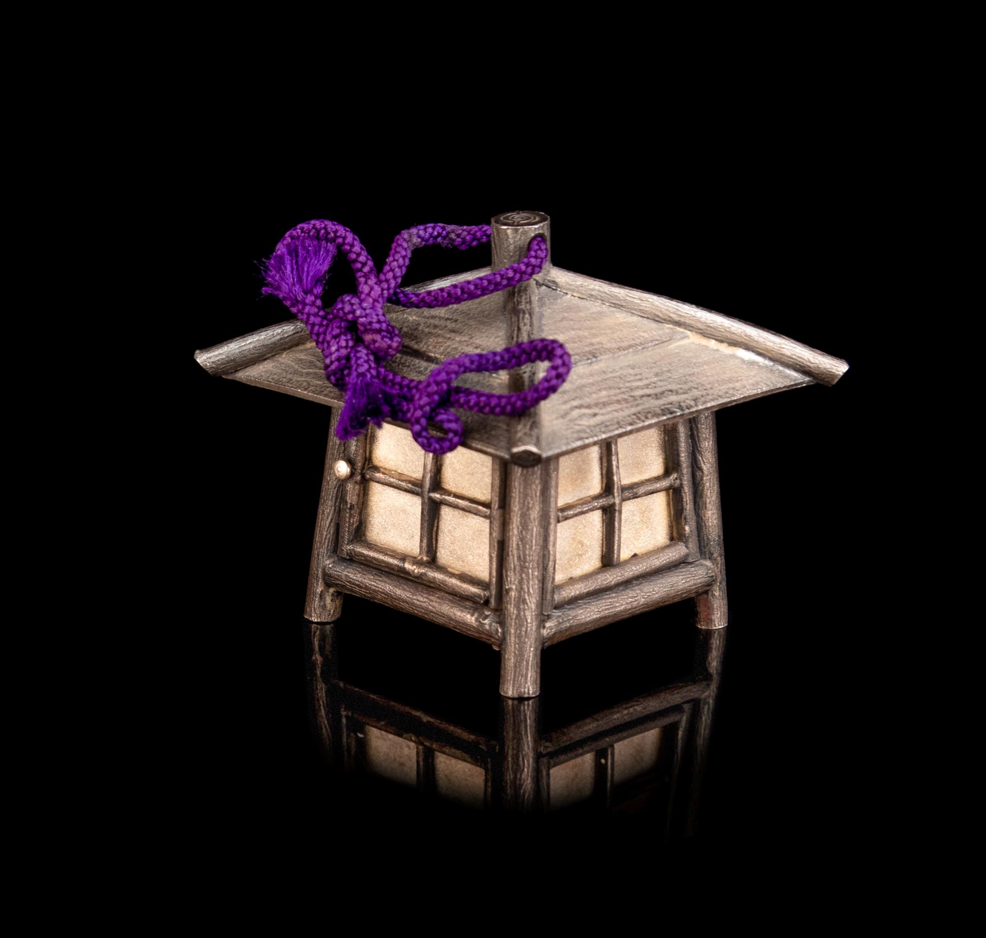 A Japanese Silver House-Form Bonbonnière
