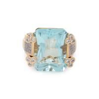 AQUAMARINE AND DIAMOND RING