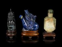 Three Chinese Precious Hardstone Snuff Bottles