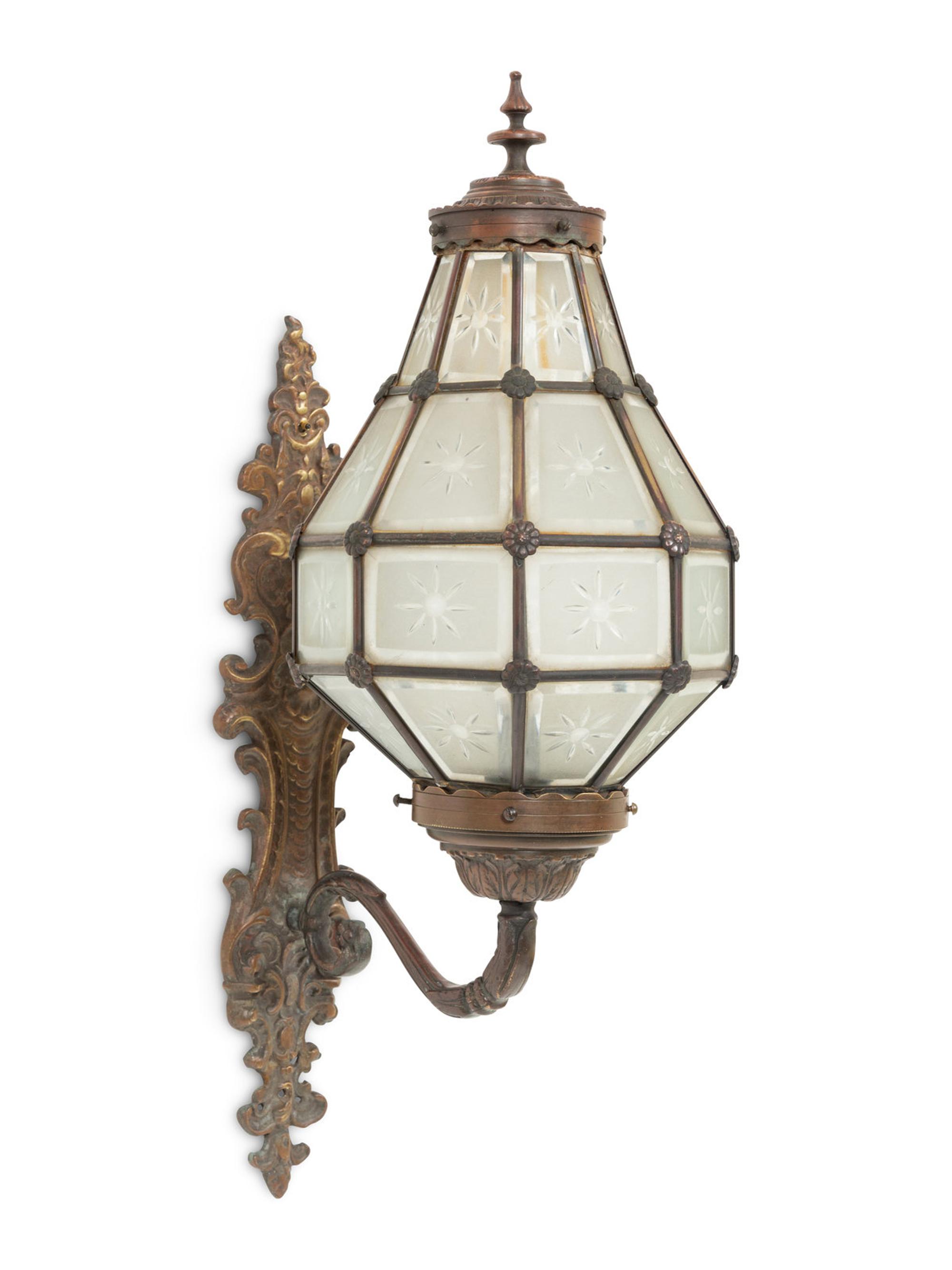 A Bronze and Glass Wall Sconce