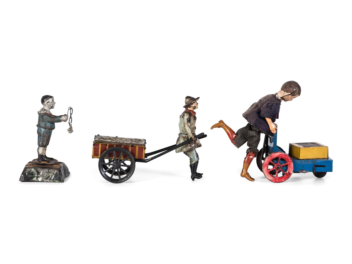Three Painted Tin Windup Toys