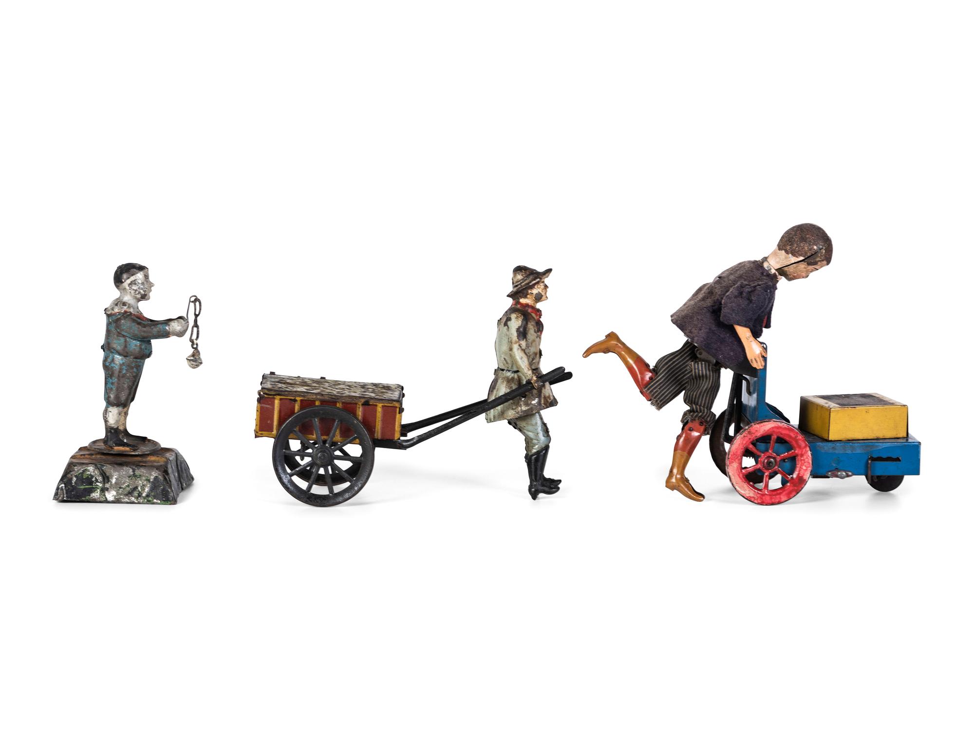Three Painted Tin Windup Toys