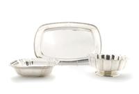 A Group of Three Silver Vessels, Width of widest 17 1/2 inches.