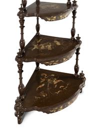 An English Gilt-Japanned Corner Etagere