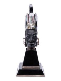 An Onyx and Mother-of-Pearl Bust of an Aztec Deity