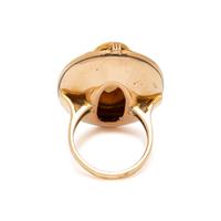 YELLOW GOLD, CITRINE AND SEED PEARL RING