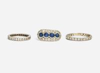 Three Platinum and Diamond Rings