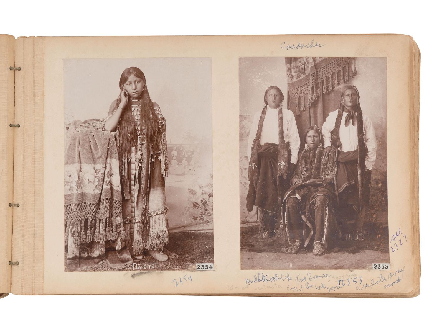 [NATIVE AMERICANS]. Collection of photographs documenting the Nez Perce, Comanche, and Kiowa Indians assembled by Alice Cunningham Fletcher, including images by E. Jane Gay, George W. Bretz, and William Irwin.