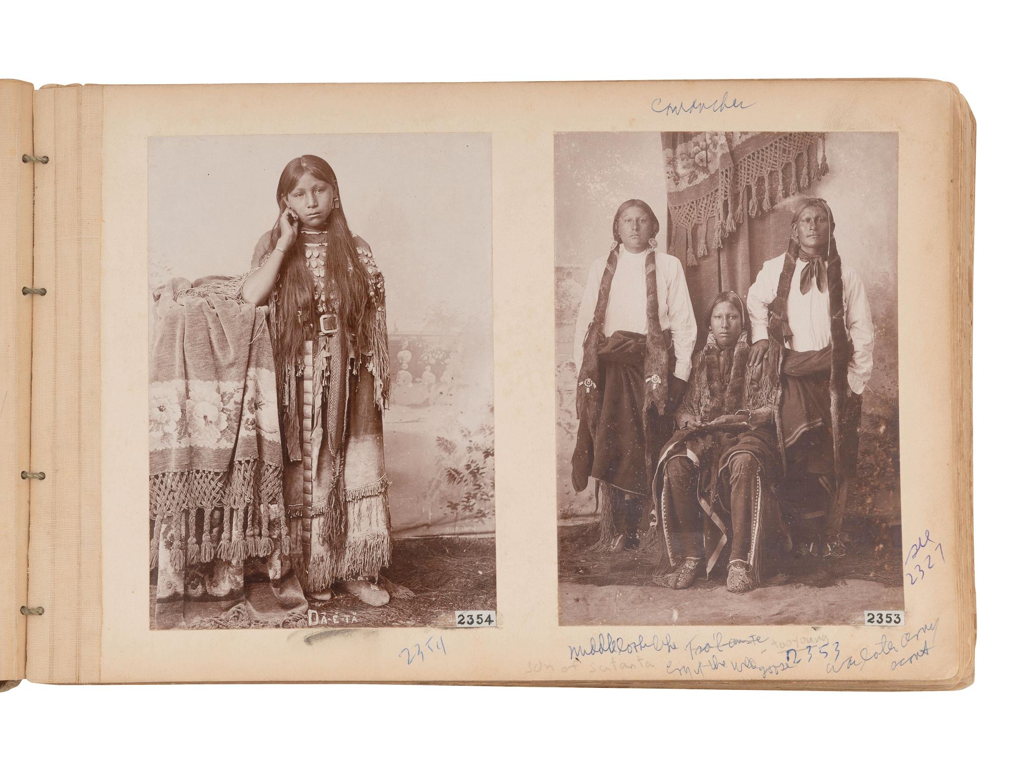 [NATIVE AMERICANS]. Collection of photographs documenting the Nez Perce, Comanche, and Kiowa Indians assembled by Alice Cunningham Fletcher, including images by E. Jane Gay, George W. Bretz, and William Irwin.