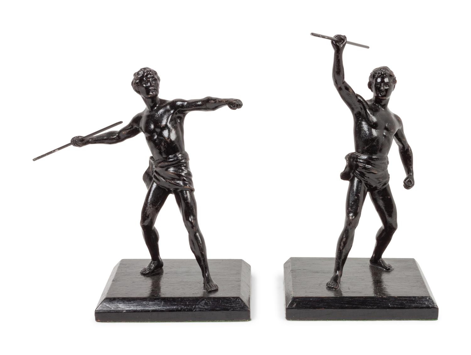 Two Grand Tour Style Patinated Spelter Models of Athletes