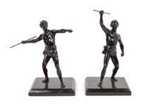 Two Grand Tour Style Patinated Spelter Models of Athletes