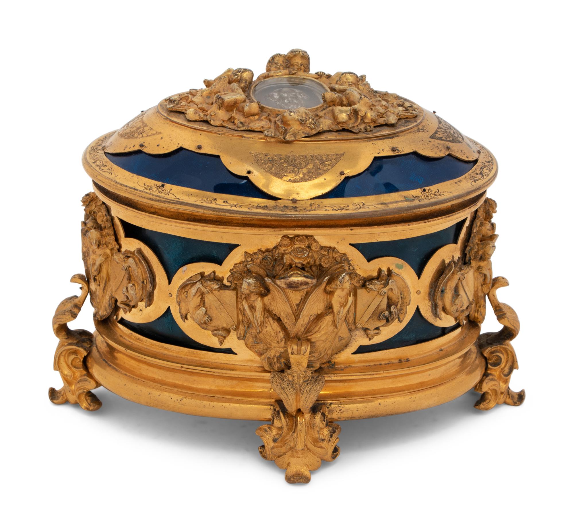 A French Gilt Bronze and Enamel Table Casket