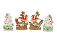 Two Pairs of Staffordshire Figural Groups
