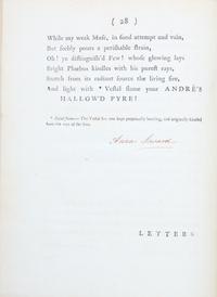 [American Revolution] Seward, Anna. Monody on Major Andre...To Which are Added Letters Addressed to her...