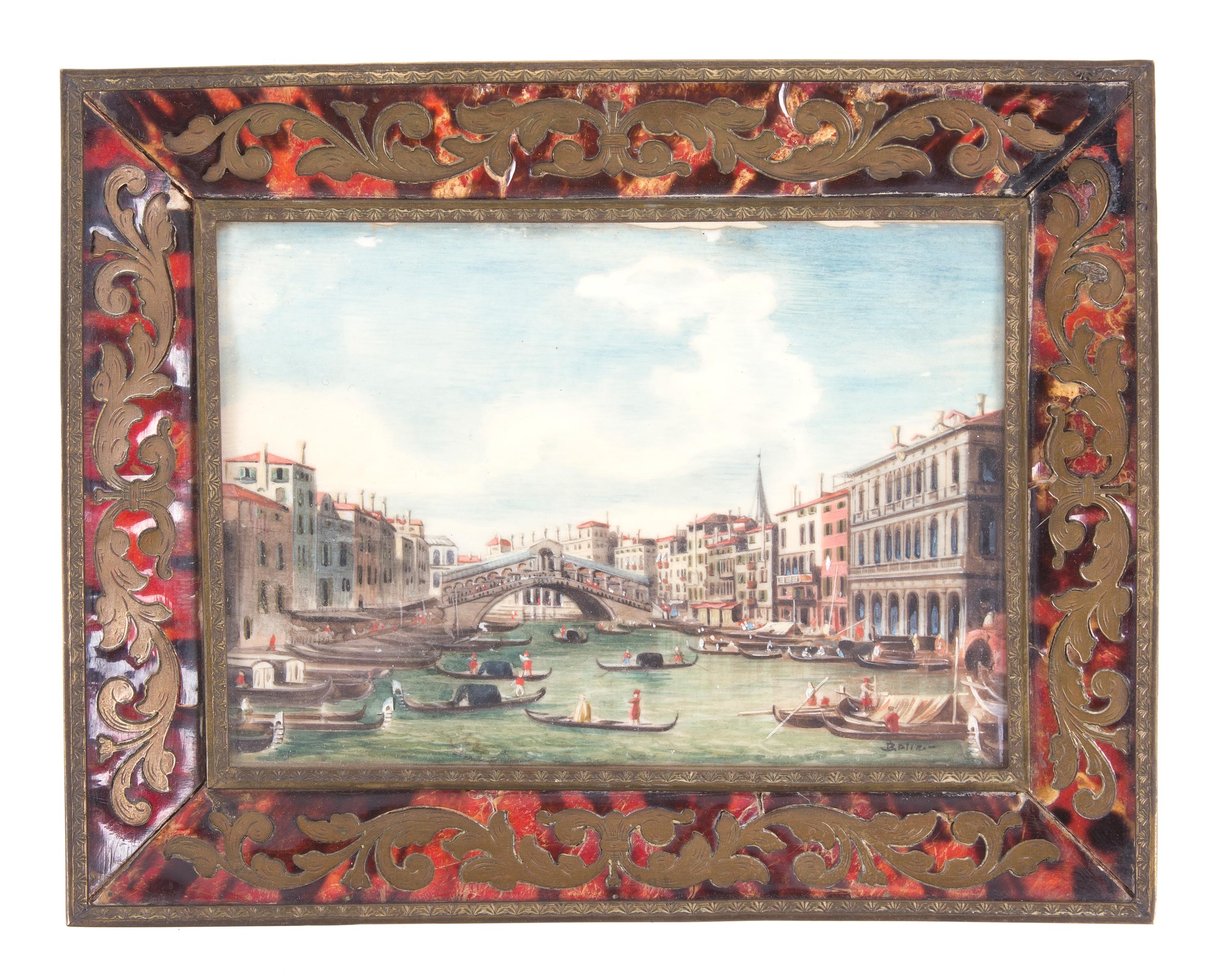 A Continental Painting on Ivory, Width overall 7 3/8 inches.