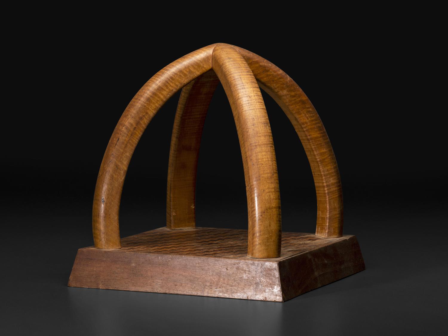 A Folk Art Tiger Maple and Parquetry Stand
