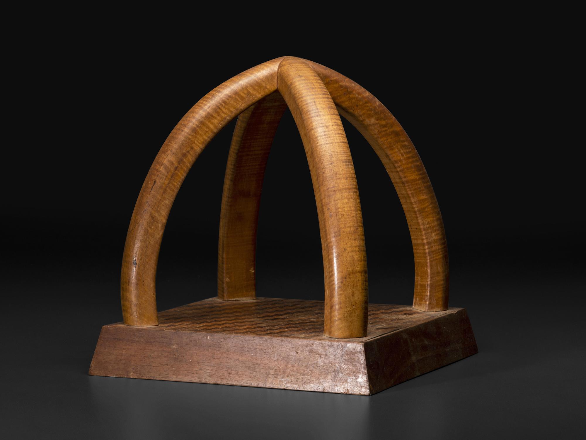 A Folk Art Tiger Maple and Parquetry Stand