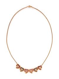 YELLOW GOLD AND MULTIGEM HEART CHARM NECKLACE AND BRACELET