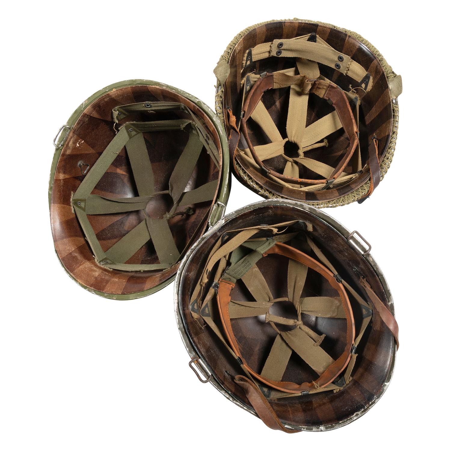 Three WWII US M1 Helmets
