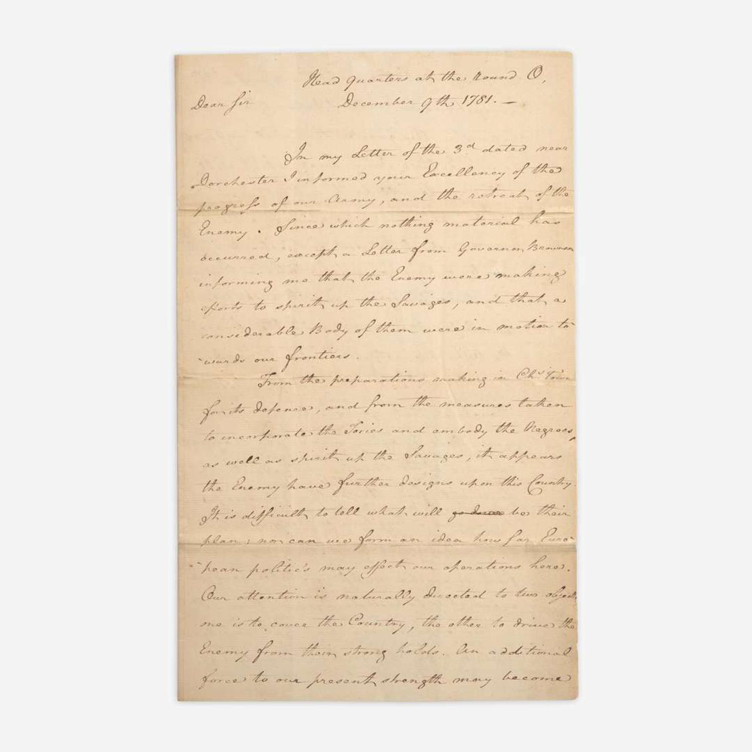 [American Revolution] (Greene, Nathanael) Manuscript Letter