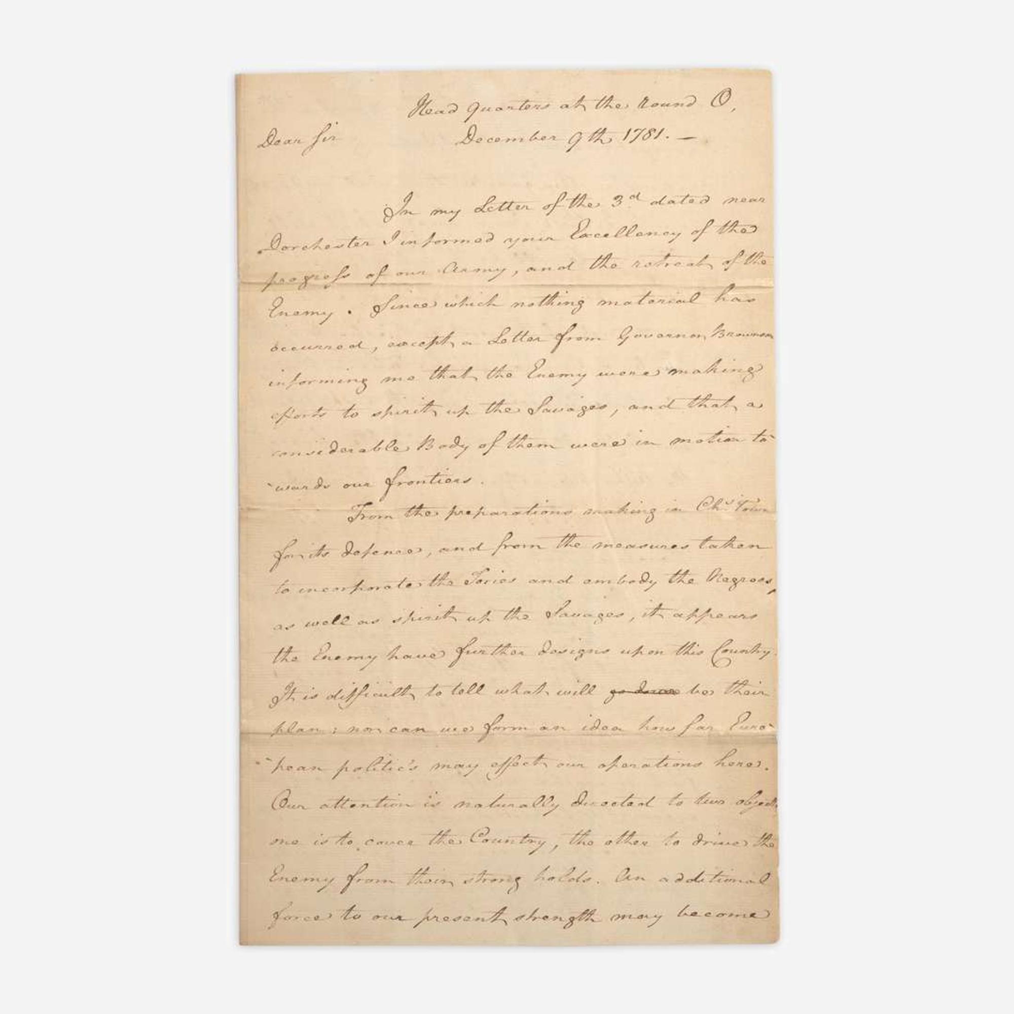 [American Revolution] (Greene, Nathanael) Manuscript Letter