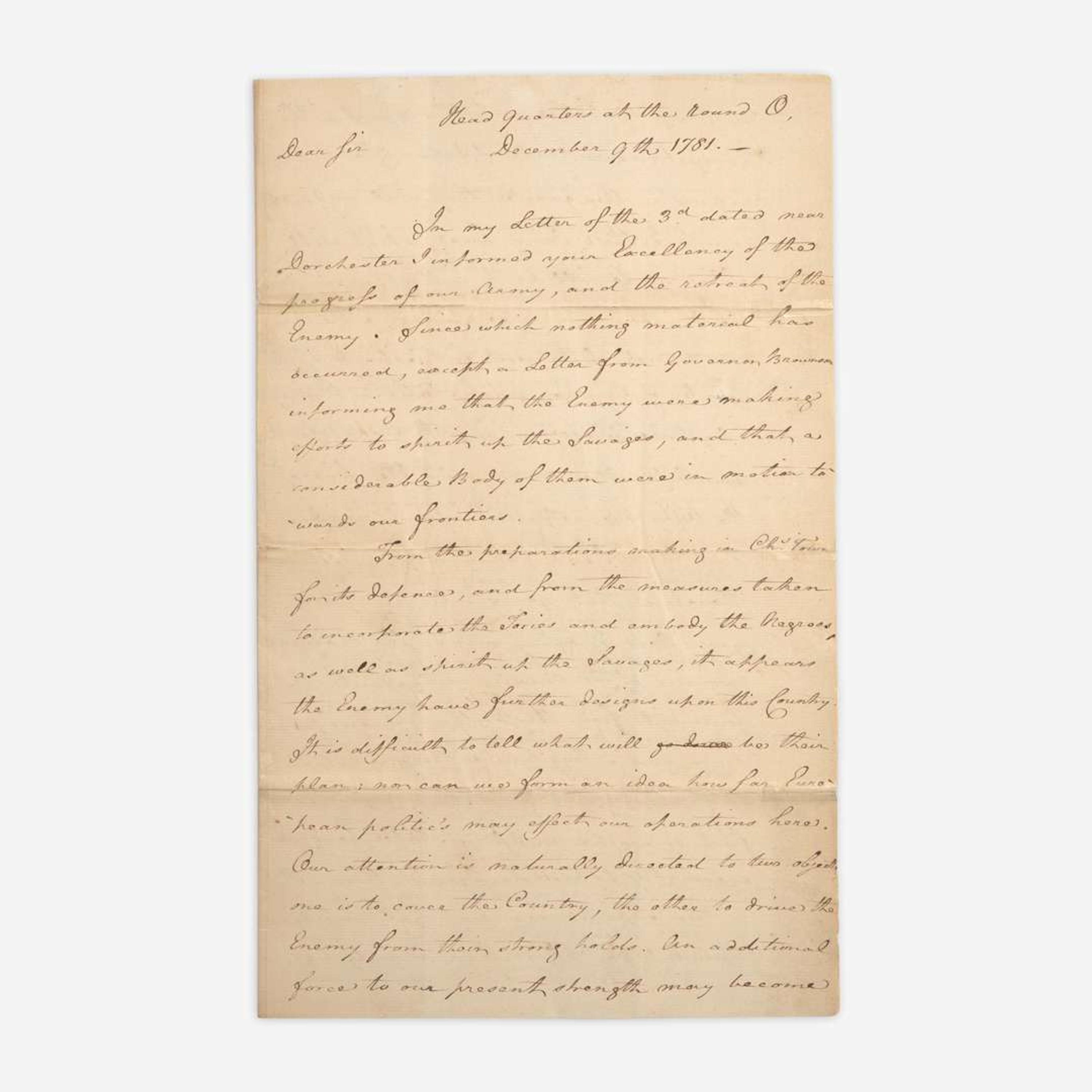 [American Revolution] (Greene, Nathanael) Manuscript Letter