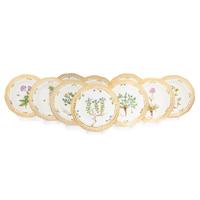 A Set of Eight Royal Copenhagen Flora Danica Porcelain Dessert Plates