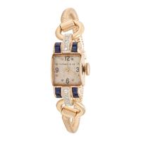 Tiffany & Co, Retro, Yellow Gold, Sapphire, and Diamond Watch