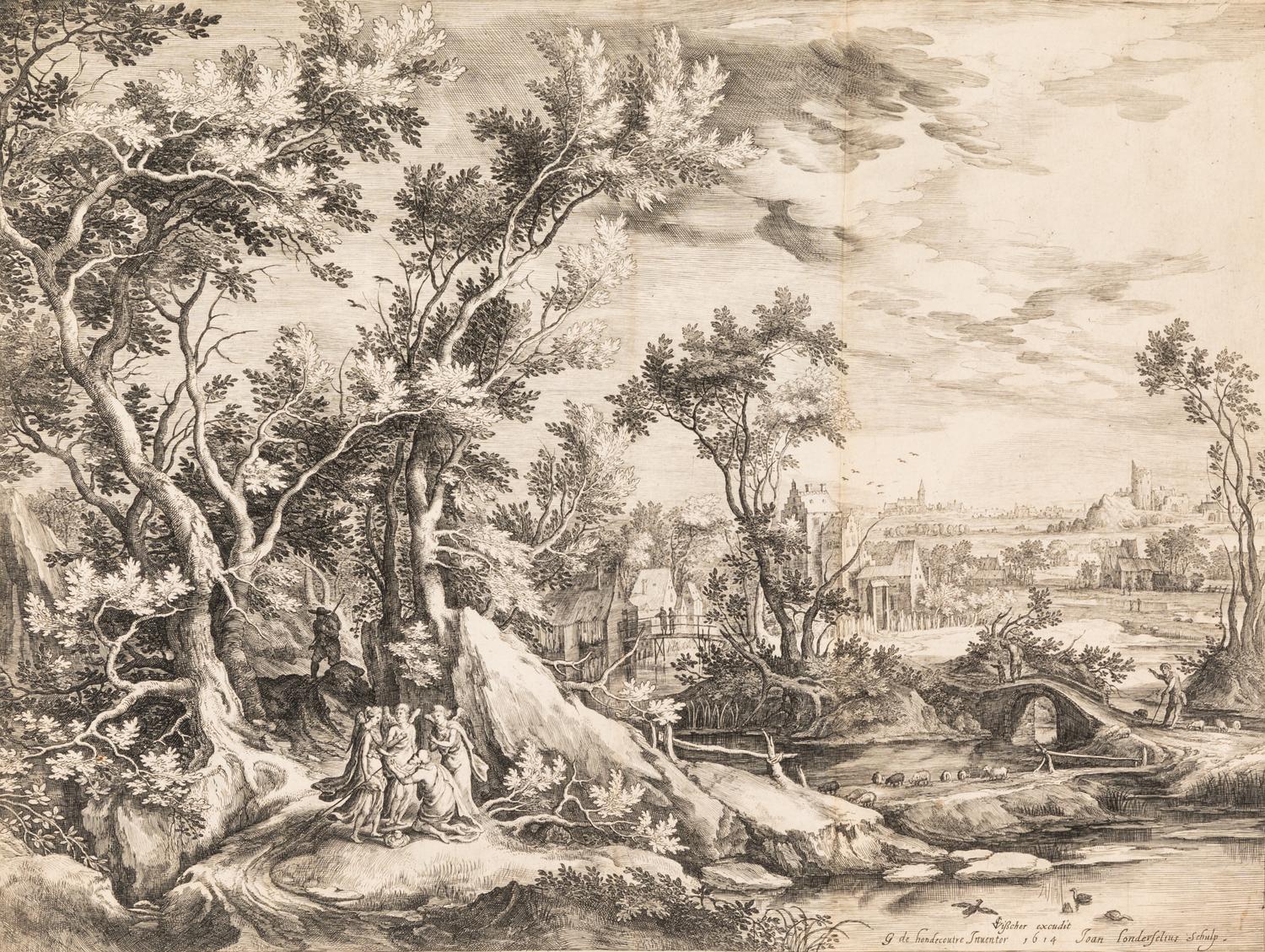 Jan Van Londerseel, (Flemish, c. 1570-1625), Jacob and the Angels, after G.C. de Hondecoeter, 1614