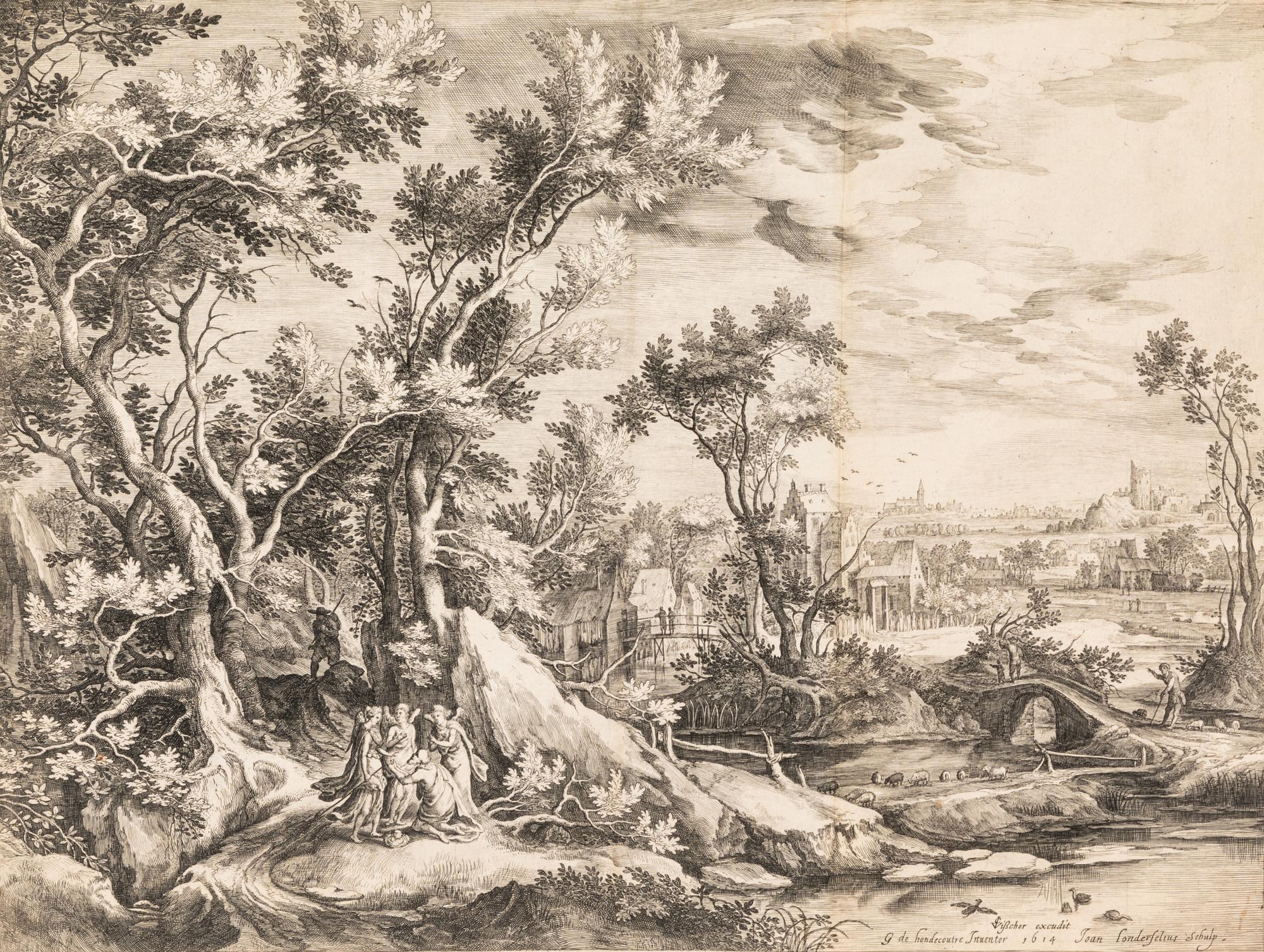 Jan Van Londerseel, (Flemish, c. 1570-1625), Jacob and the Angels, after G.C. de Hondecoeter, 1614