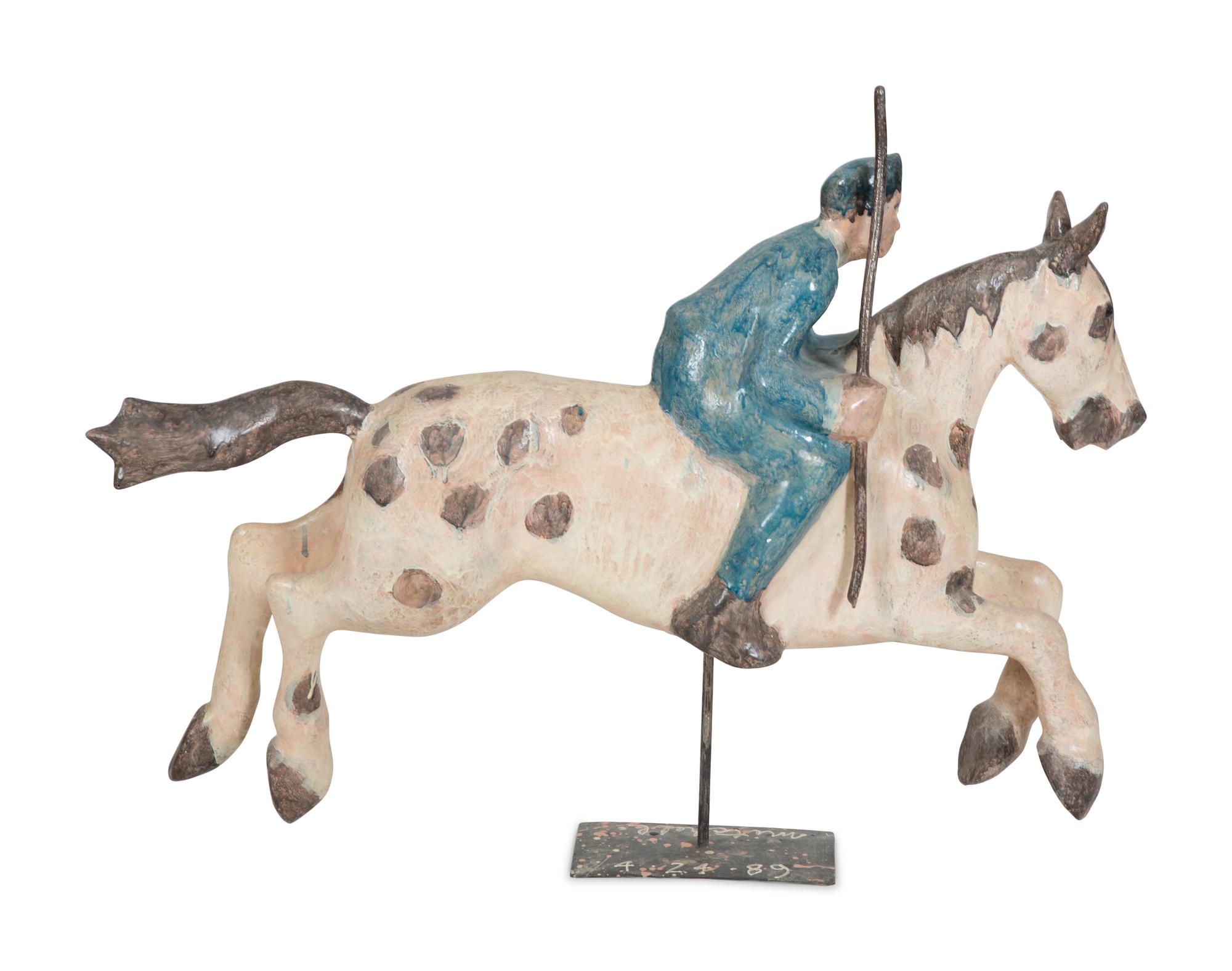 An American Folk Art Carved and Painted Horse and Rider
