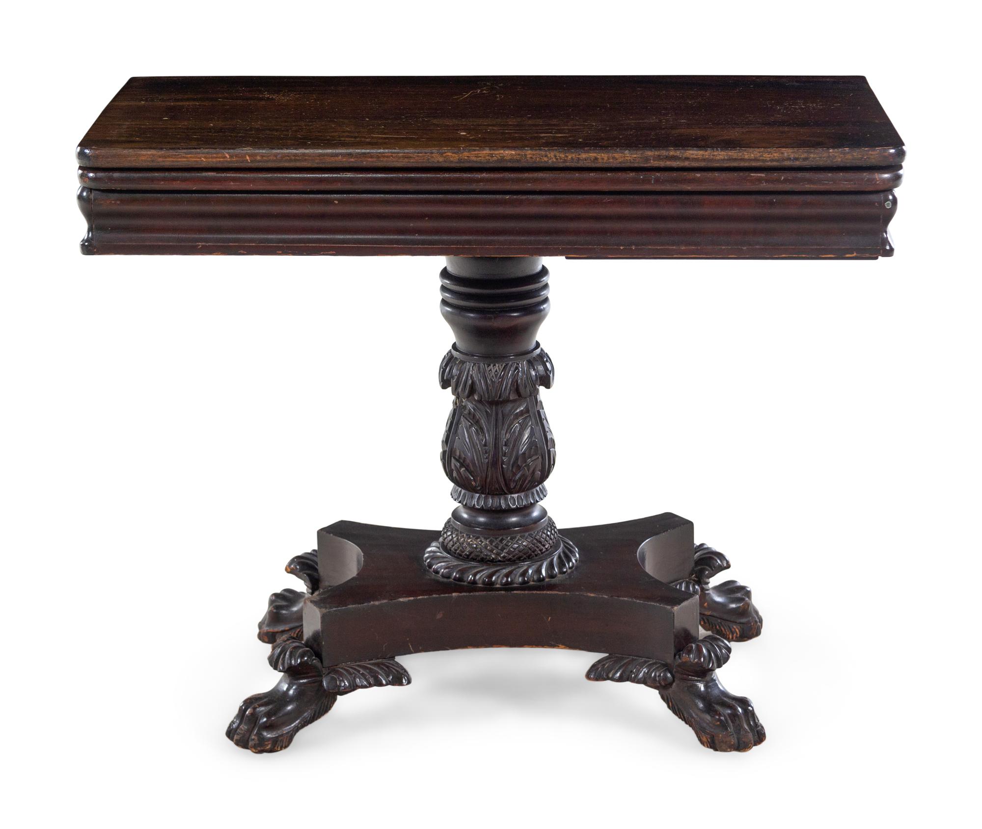 A Classical Carved Mahogany Flip-Top Table