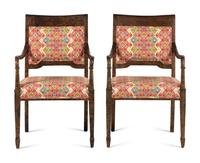 A Pair of Regency Style Painted Armchairs