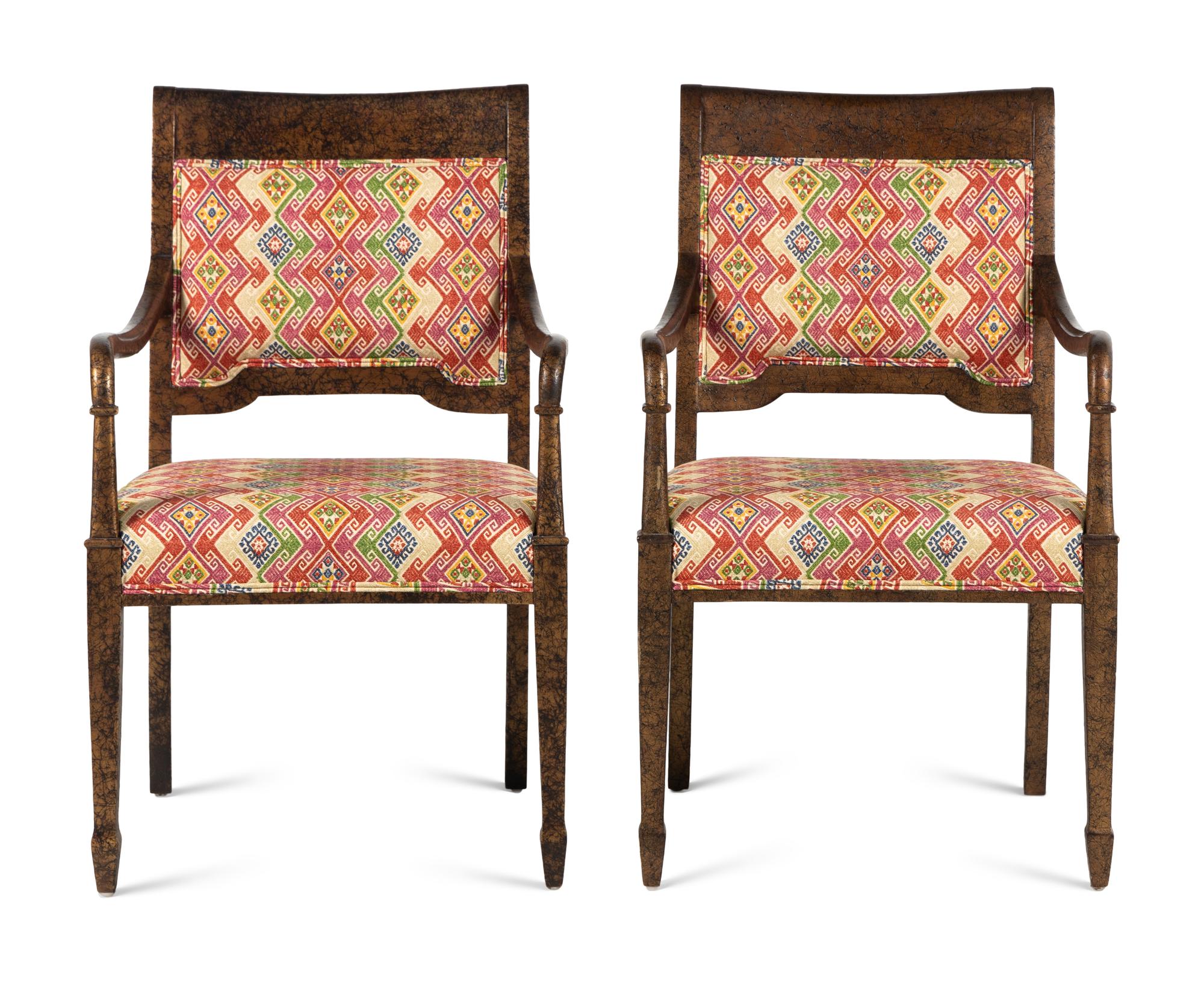 A Pair of Regency Style Painted Armchairs