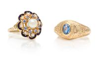 A Collection of Yellow Gold and Multigem Rings, 11.30 dwts.