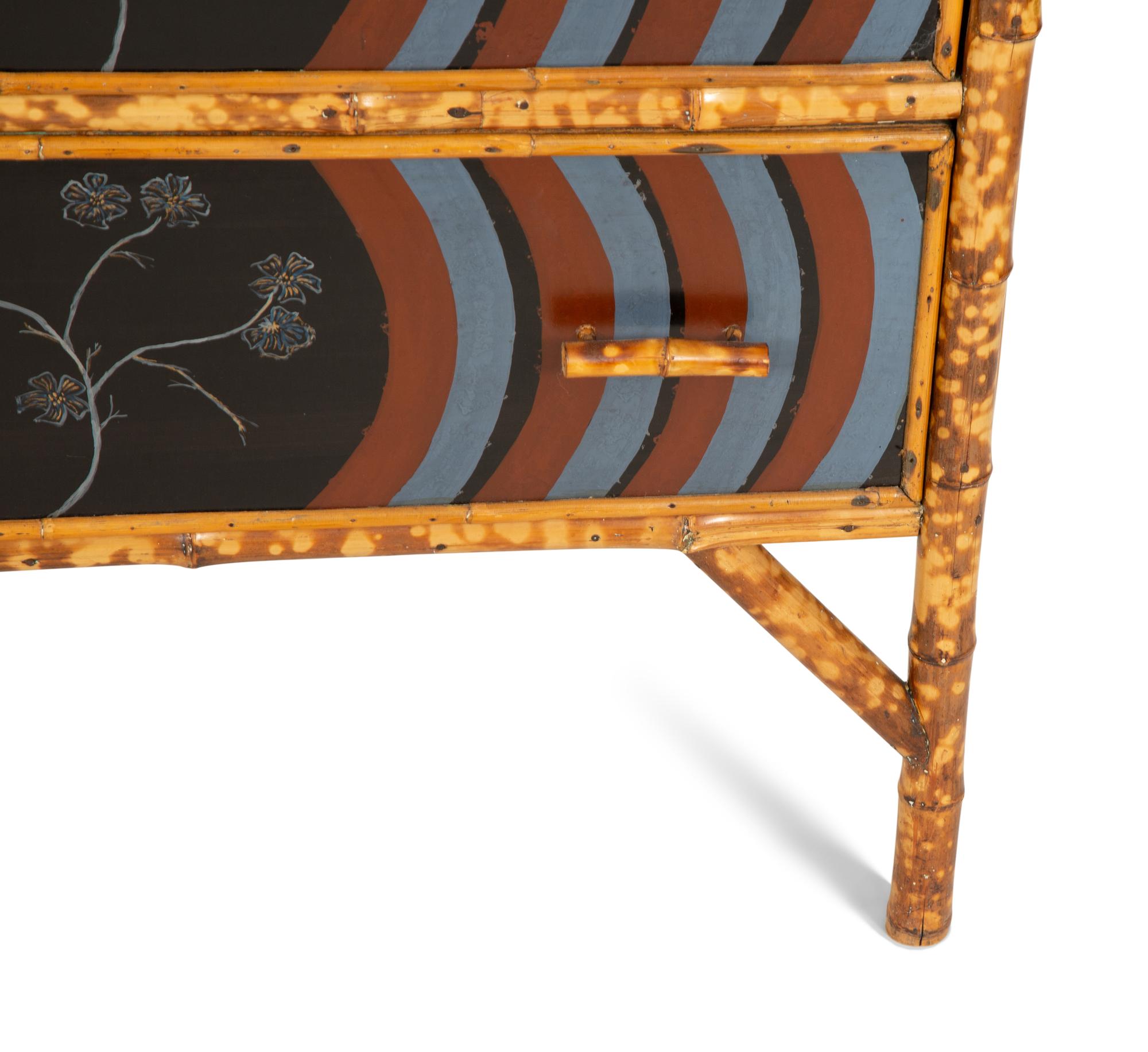 An English Bamboo and Lacquer Chest of Drawers