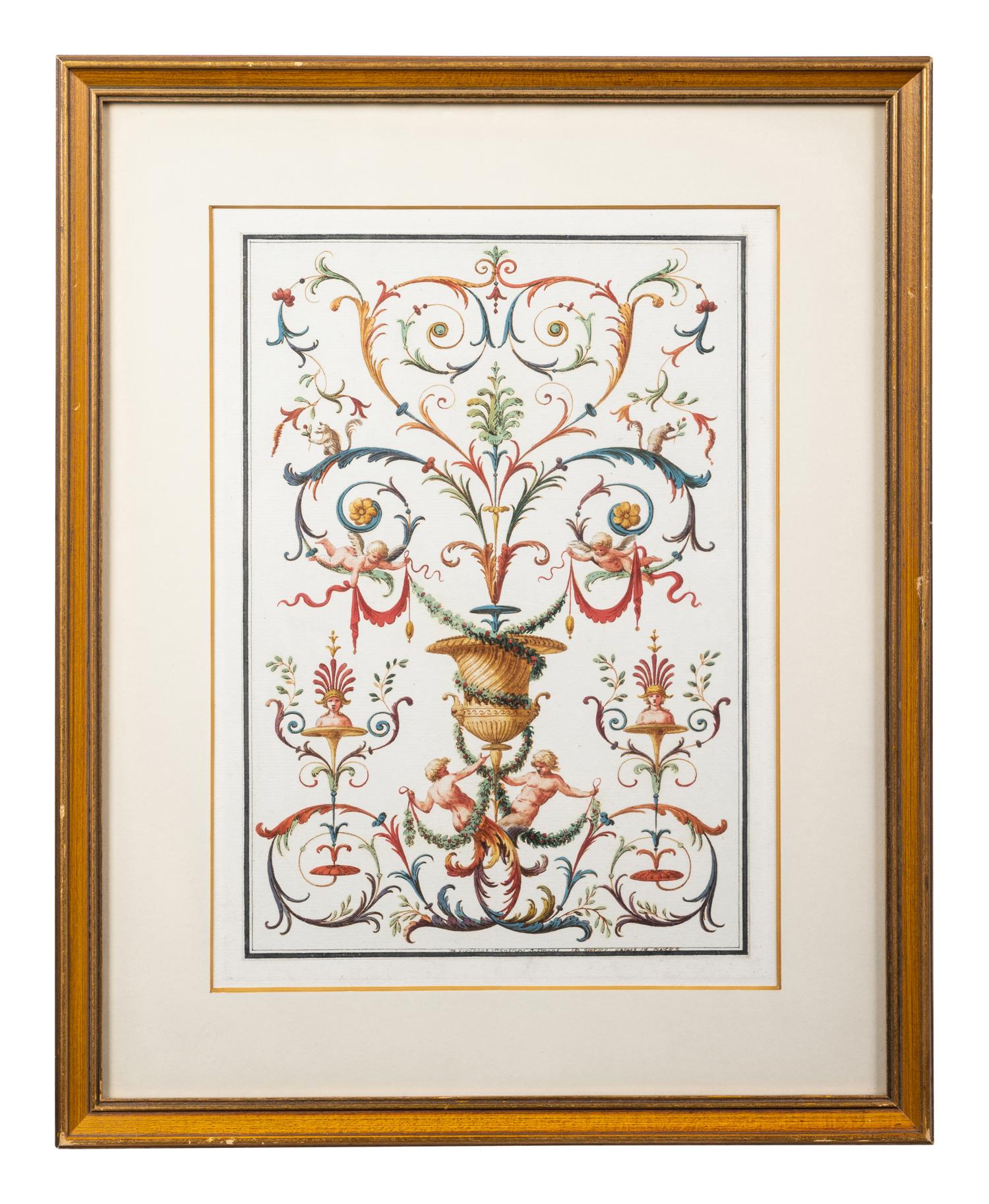 A Set of Eight Neoclassical Watercolor Illustrations