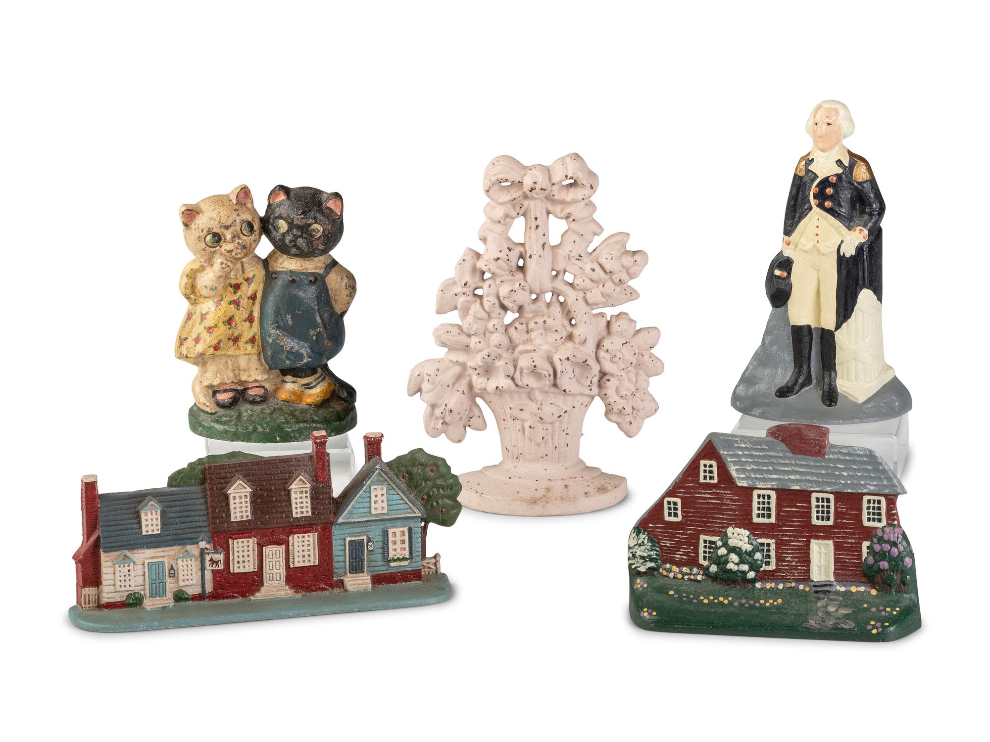 Five Figural Cast Iron Doorstops