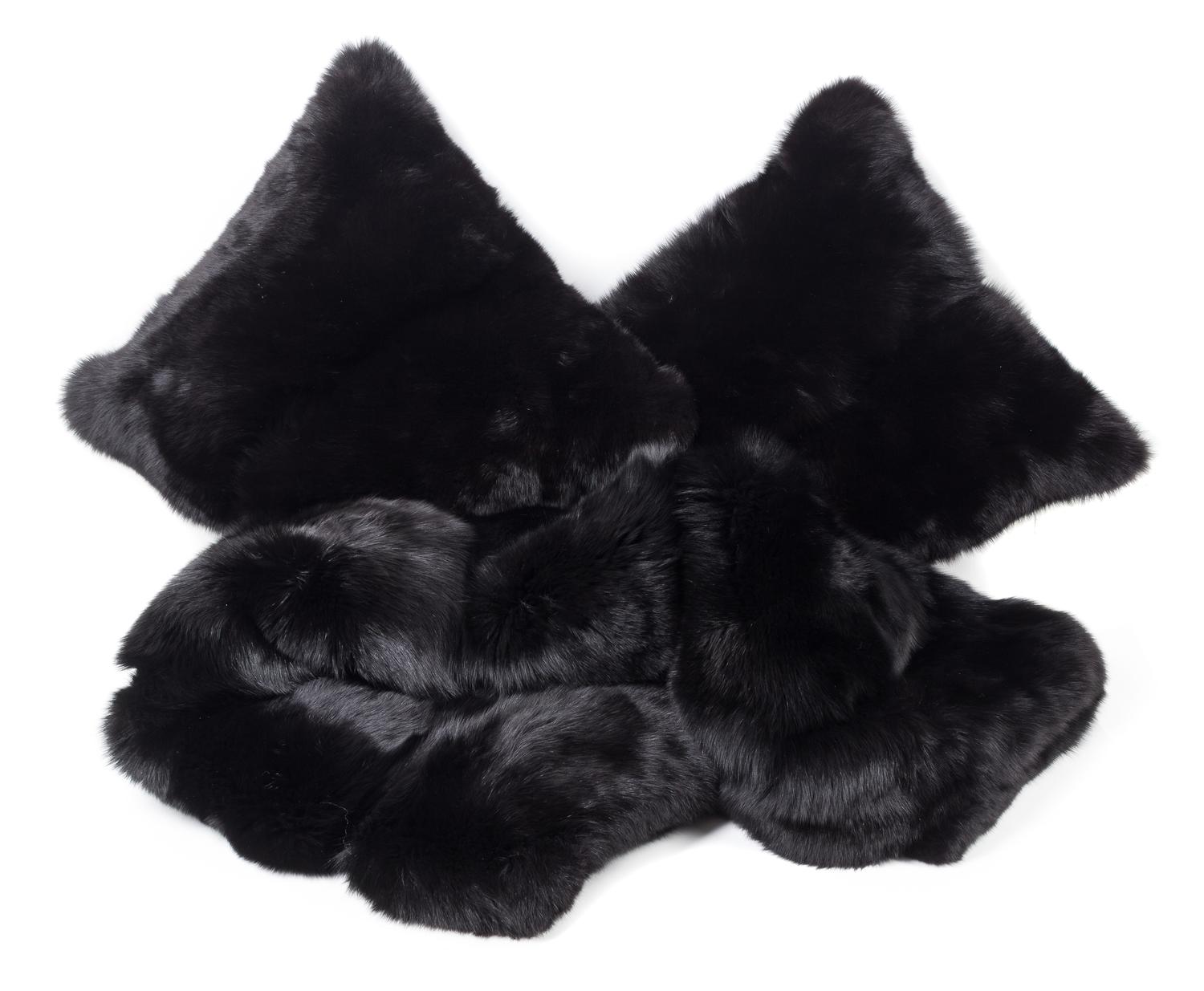 A Fox Fur Throw and a Pair of Fox Fur Pillows Throw 5 feet 8 inches x 5 feet 8 inches. — RALPH LAUREN