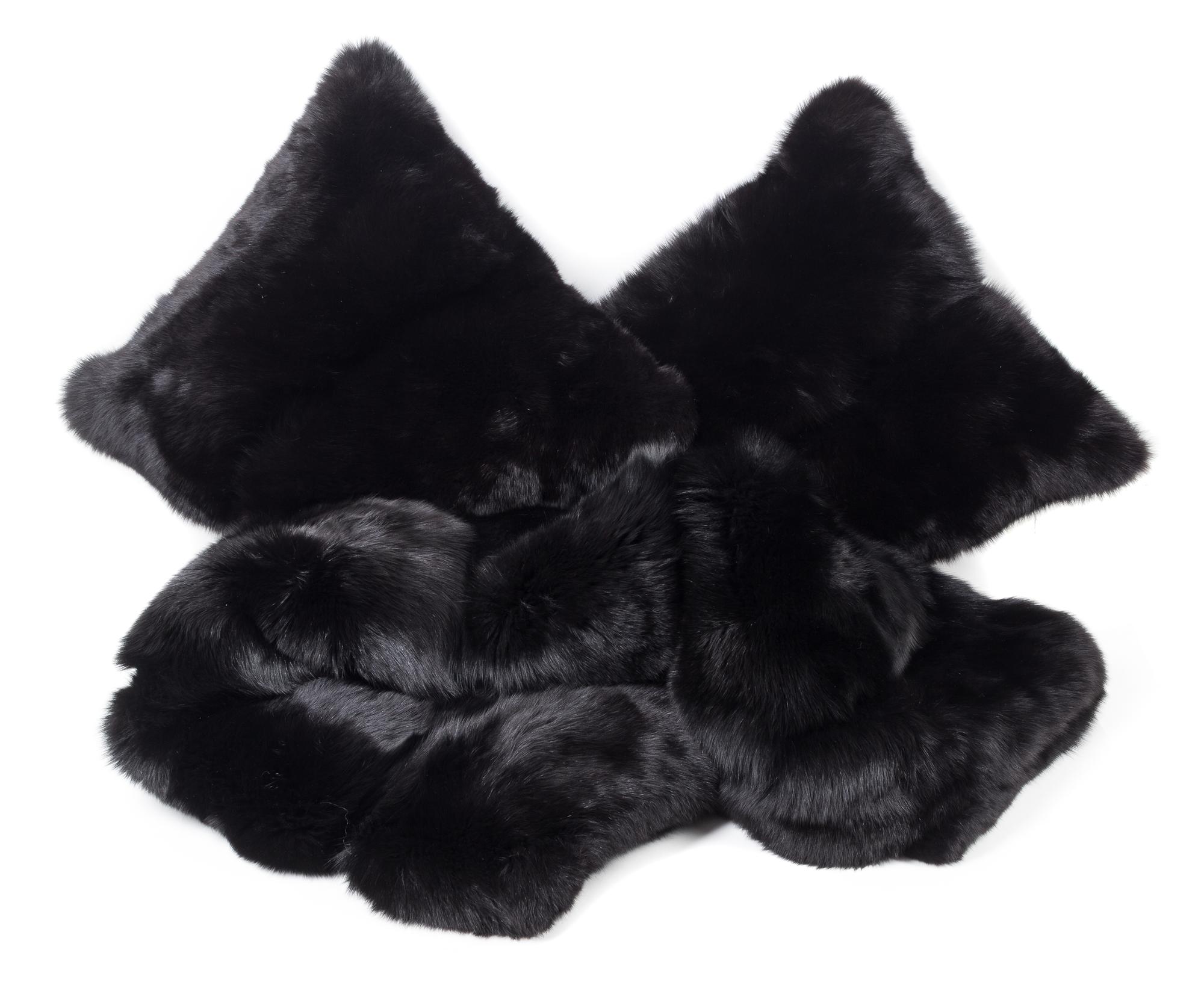 A Fox Fur Throw and a Pair of Fox Fur Pillows Throw 5 feet 8 inches x 5 feet 8 inches. — RALPH LAUREN