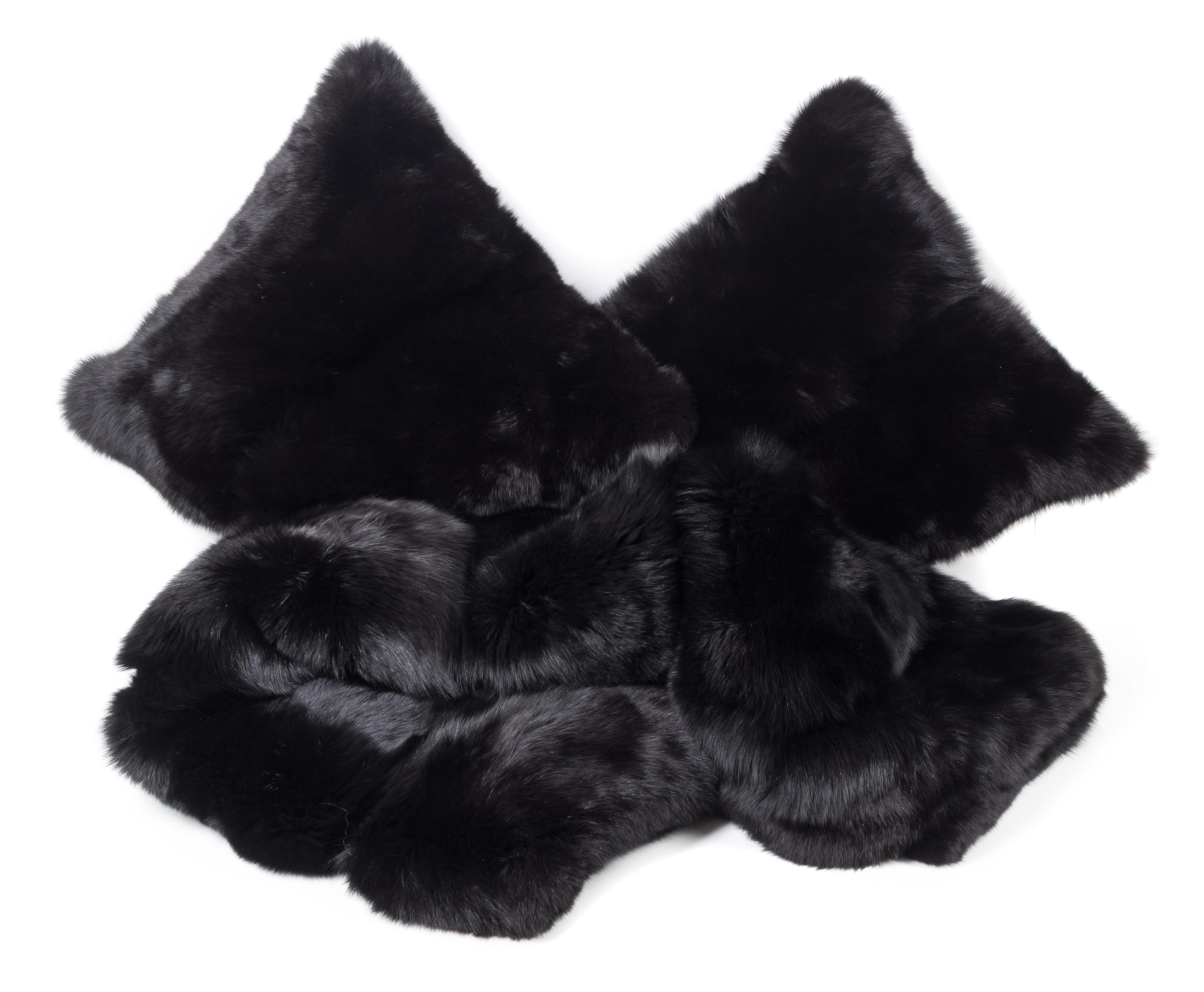 A Fox Fur Throw and a Pair of Fox Fur Pillows Throw 5 feet 8 inches x 5 feet 8 inches. — RALPH LAUREN