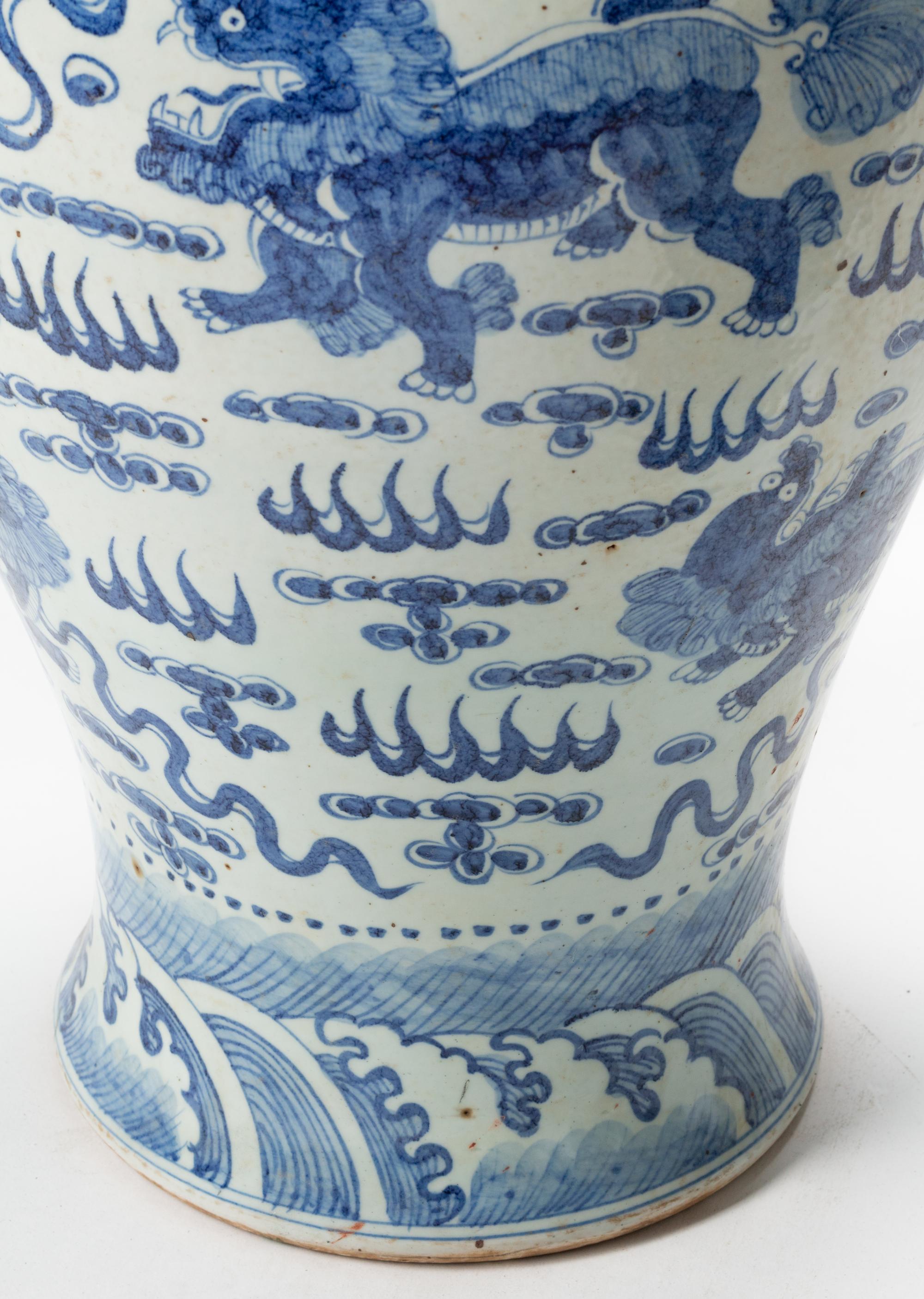 A Pair of Chinese Export Iron Mounted Porcelain Tea Jars