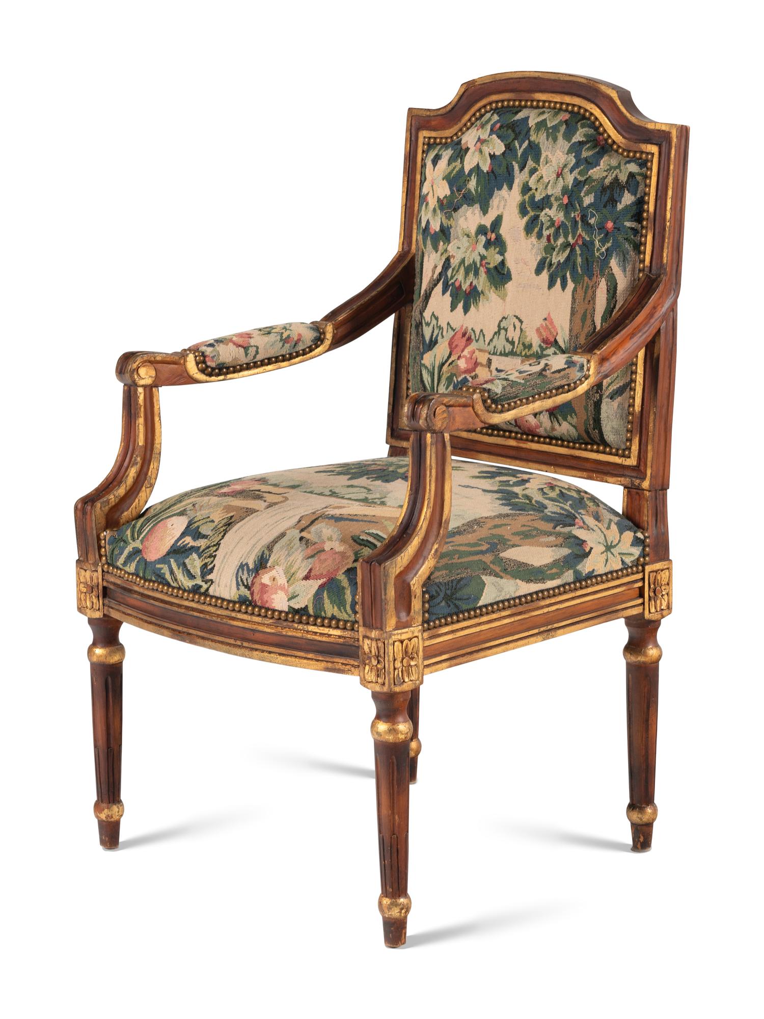 A Louis XV Style Fauteuil with Gros Point Upholstery
